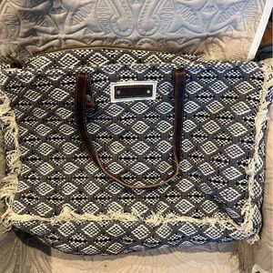 Myra Bag Blue and White Patterned Tote